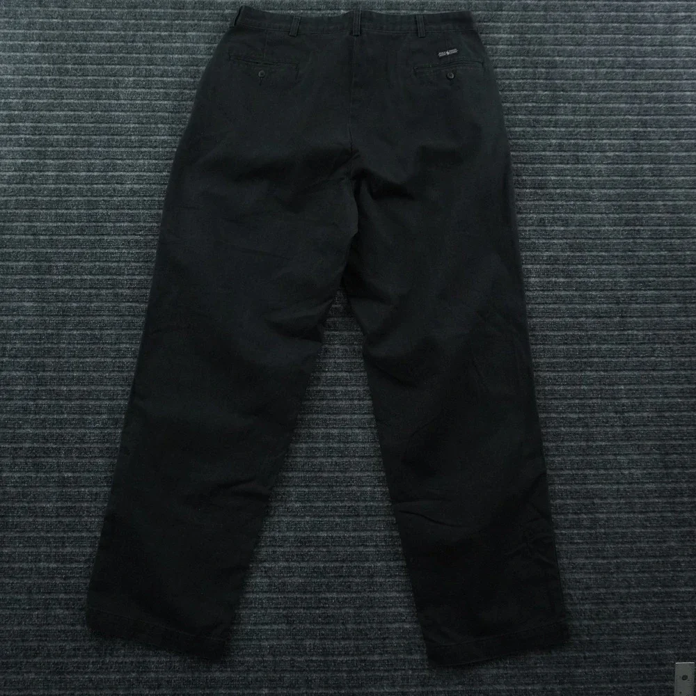 Vintage Polo Ralph Lauren Chino Pants Mens 36x29 Black Pleated Cotton Relaxed